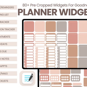 Digital Planner Widgets | Goodnotes Stickers, Pre Cropped Productivity Widgets
