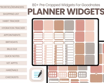 Digital Planner Widgets | Goodnotes Stickers, Pre Cropped Productivity Widgets