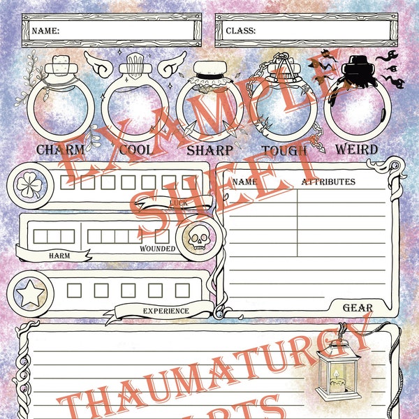 Character Sheet Monster of the Week Etsy