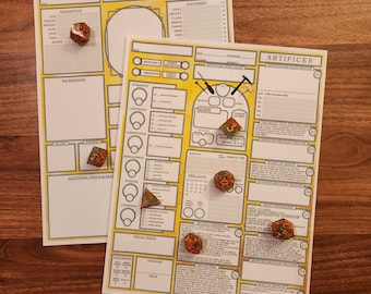 Zoptymalizowany ARTIFICER | Pobieralna/wypełnialna karta postaci w formacie PDF do D&D 5e