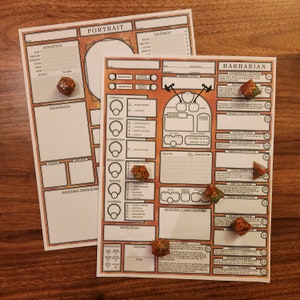 Optimized BARBARIAN | Downloadable/Fillable PDF Character Sheet for D&D 5e