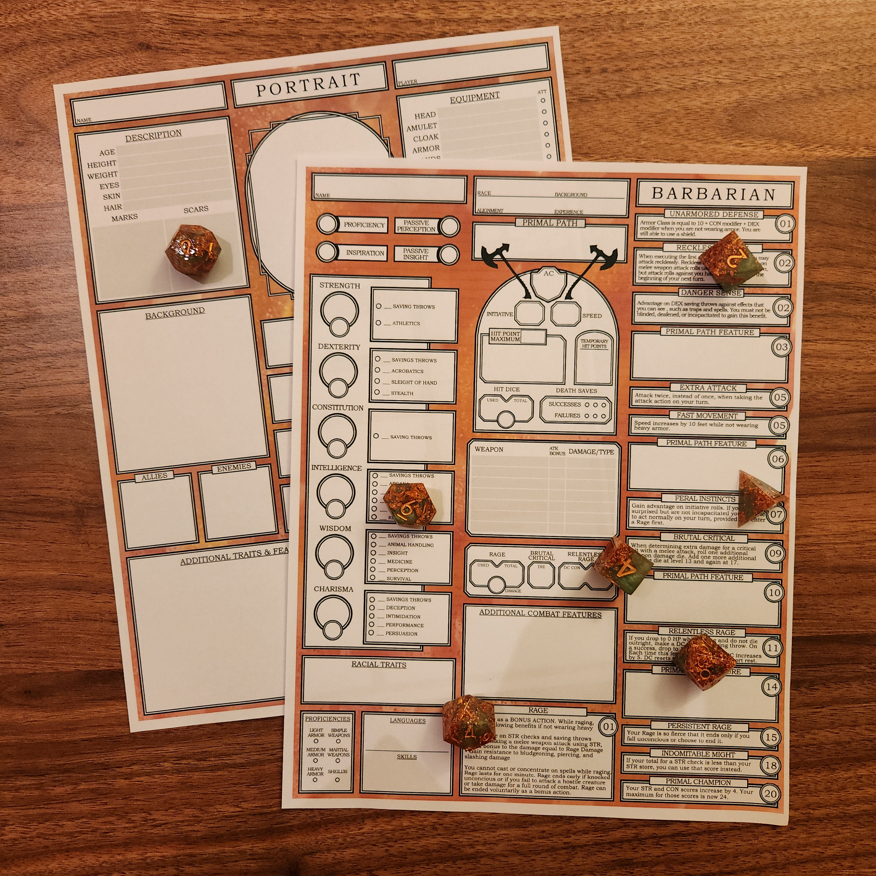 Laminated D&D Character Sheet Dry Erase D and D Character Sheet Laminated D  and D Character Sheet 