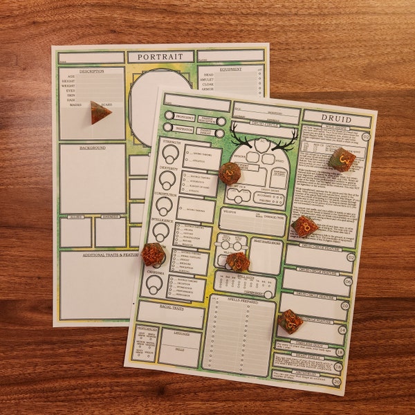 Optimized DRUID | Downloadable/Fillable PDF Character Sheet for D&D 5e