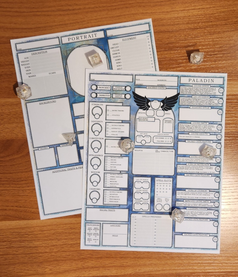 Optimized PALADIN | Downloadable/fillable PDF Character Sheets for D&amp;D ...