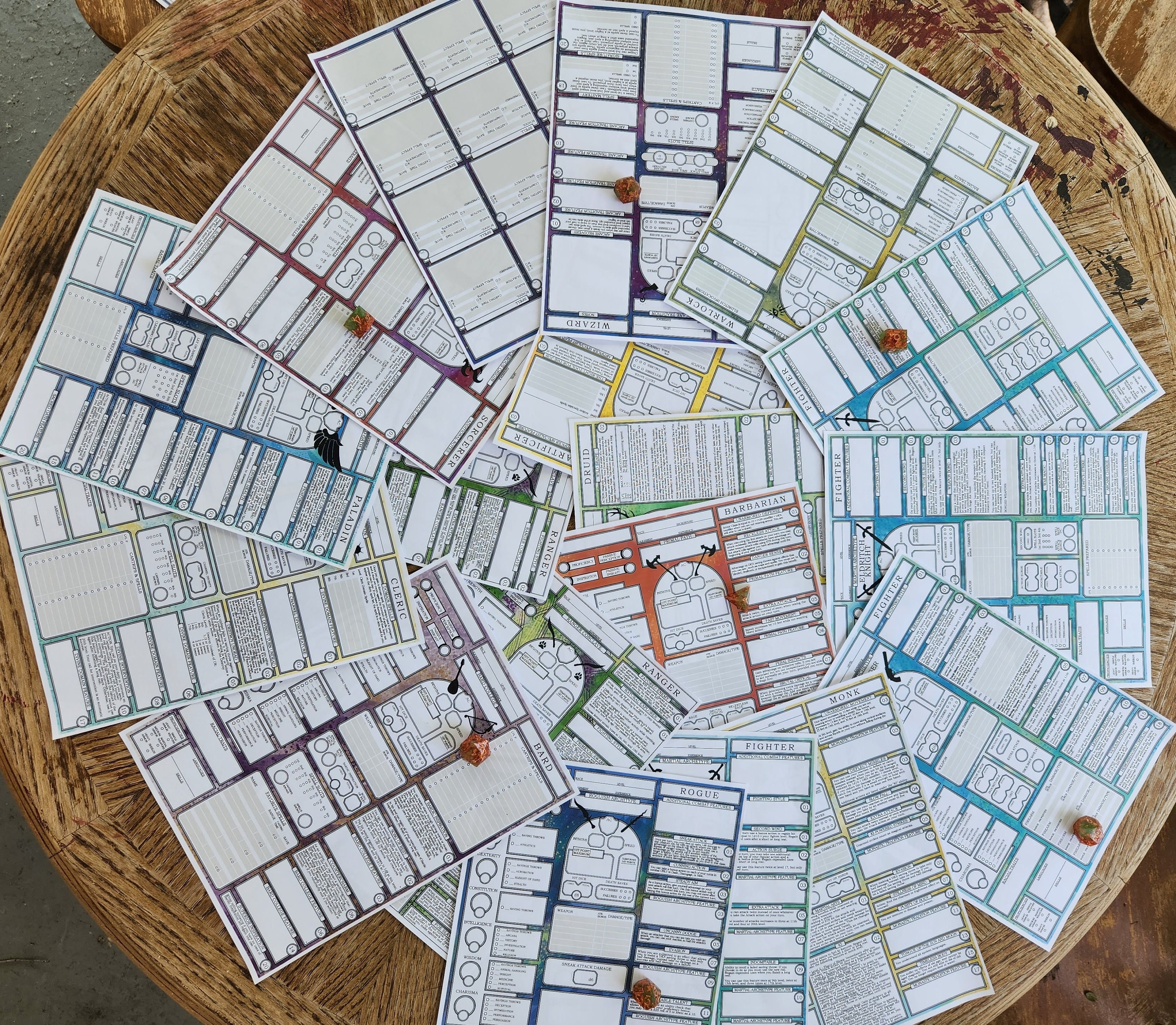 The PLAYER'S HANDBOOK Set | Downloadable/Fillable PDF Character Sheets for D&D 5e