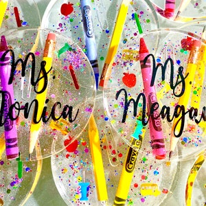 Personalized unique teacher coasters or teacher paper weight. Great teacher gift! Colorful appreciation gift