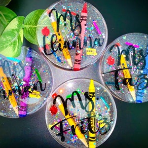 Personalized unique teacher coasters or teacher paper weight. Great teacher gift!