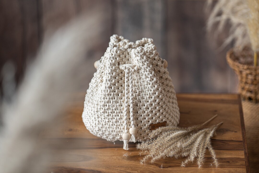 Macrame Bucket Bag Boho manju Available in Many Colors Etsy