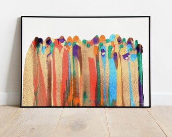 8x10 Abstract Print &#39;Gather and Grieve&#39; - Indigenous Solidarity Art, Colorful Memorial Decor for Emotional Healing and Support