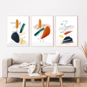 Abstrakta akvarelltryck: Modern minimalistisk linjekonstuppsättning (digital nedladdning)