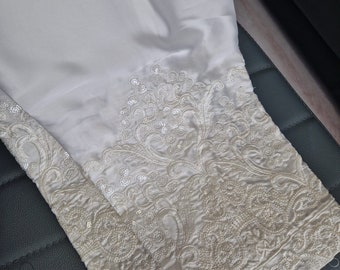 Silk Embroidered White Luxury Trouser, Asian Women's/Ladies Stitched Elasticated Pants, Formal Wear