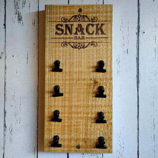 Bar snacks holder / dispenser/ clip board - wall mounted ideal for home bar, pub, mancave - Barware, Father’s Day gift idea