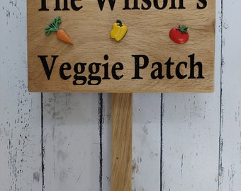 Personalised High Quality Family Allotment sign vegetable Patch garden sign( Words of your choice )with strong ground stake