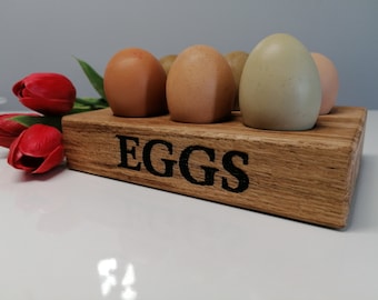 Personalised Solid Oak 1/2  Dozen Egg Holder, Kitchen Accessory, Egg Holder, 6 Egg Holder