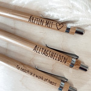 Personalized bamboo ballpoint pen l Midwife with heart l Educator with heart l Mother's Day gift l Farewell gift educator l