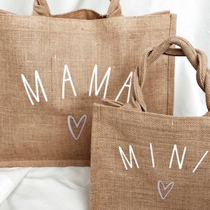 Personalized jute bag for mom and mini l gift idea for mother's day l mother's day gift l personalized bag for kids and mom