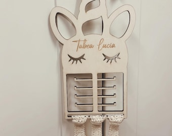 Porta fermaglio per capelli personalizzato con unicorno | Porta elastici per capelli | Contenitore per fermagli per capelli | Regalo per bambine | Regalo di compleanno per bambini