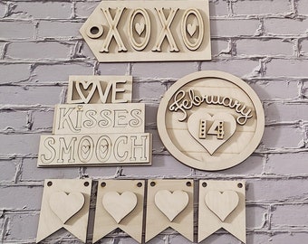 DIY Valentijnsdag gelaagd dienbladdecor, houten knutselset