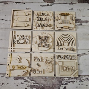 Teacher interchangeable signs - Diy school home decor - diy teach tiered tray decor - Make your own classroom decor -diy Wood blank