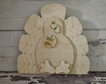 Fall Turkey Shelf Sitter Wood Blank | DIY Tiered Tray Decor