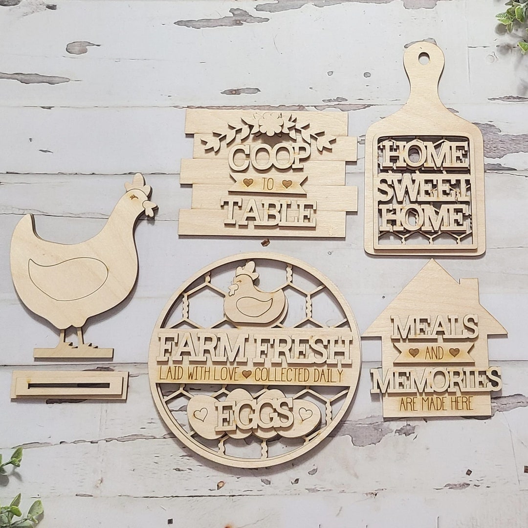 Chicken Tiered Tray Decor Unfinished Wood Blanks DIY Chicken Etsy
