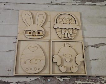 Faça você mesmo: Placas intercambiáveis de Páscoa, crie sua própria decoração de bandeja de vários andares para a primavera.