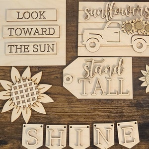 Set di decorazioni per vassoi a più livelli con girasoli, decorazioni per la casa con girasoli, decorazioni estive per vassoi a più livelli, decorazioni estive per la casa, mini cartelli 3D, decorazioni autunnali per vassoi a più livelli