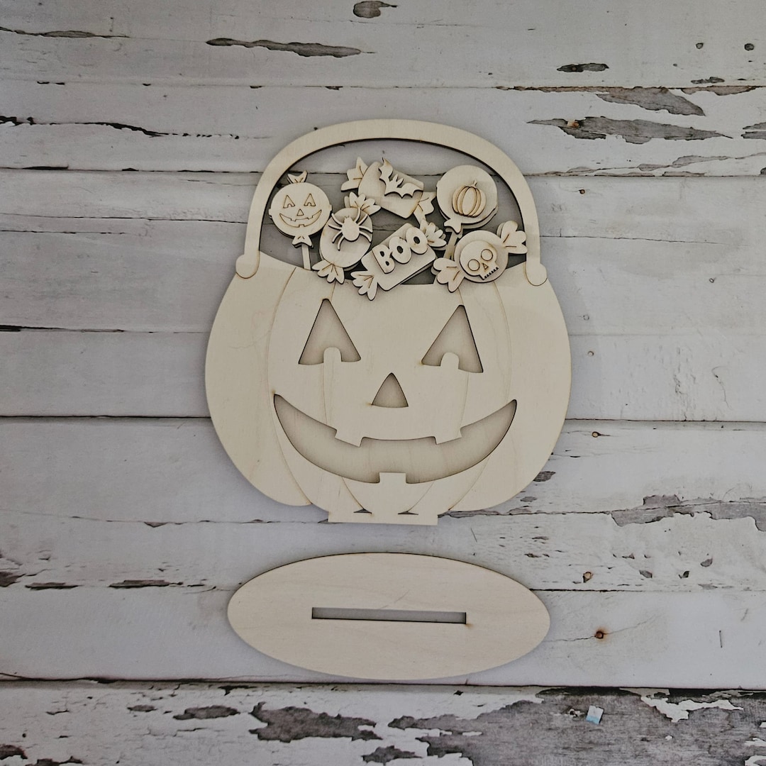 DIY Halloween Pumpkin Shelf Sitter - Unpainted Wood Decor Kit - Etsy
