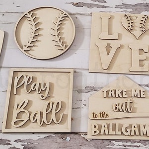Baseball Tiered Tray Bundle DIY, Tiered Tray Decor blank, Wood Craft Kit, Do It Yourself, DIY Craft Kit, 3D Decor, Baseball Decor DIY