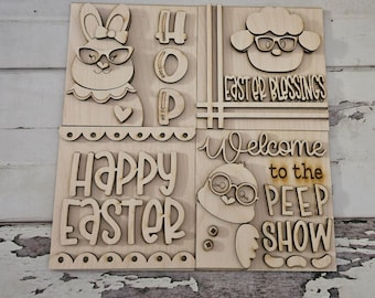 Faça Você Mesmo: Placa Intercambiável de Páscoa – Decoração de Bandeja de Vime de Bétula com Vários Níveis