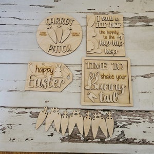 Easter tiered tray decor blank. Make your own tiered tray bundle. Spring Tier decor, Easter decor, Colorful mini signs, Tier tray kit, DIY