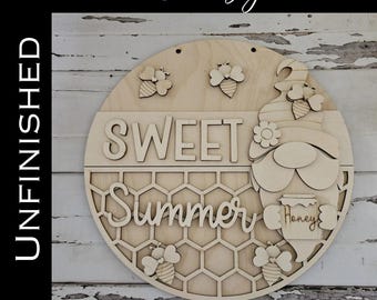 Honey Bee Summer Door Hanger Blank | DIY Wood Decor Kit