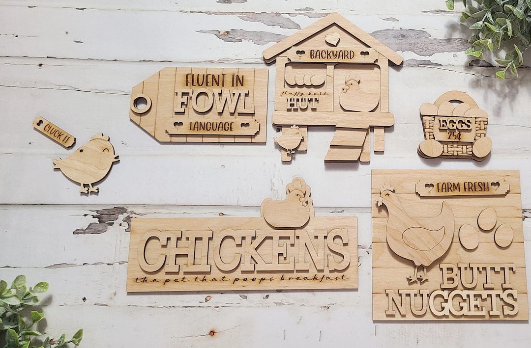 Chicken Tiered Tray Decor, Unfinished Wood Blanks, DIY Chicken Decor