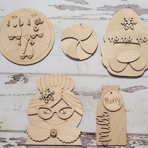Christmas tiered tray decor diy blank, Tiered Tray Decor blank, Wood Craft Kit, Do It Yourself, DIY Craft Kit, 3D Decor, Christmas Decor DIY