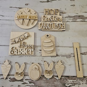 Easter tiered tray decor blank. Make your own tiered tray bundle. Spring Tier decor, Easter decor, Colorful mini signs, Tier tray kit, DIY