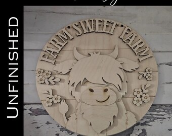 DIY Highland Kuh Türschild Rohling – Bauernhaus Deko
