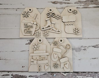 Kit para colorear adornos navideños DIY, adornos de madera sin terminar, actividad para niños