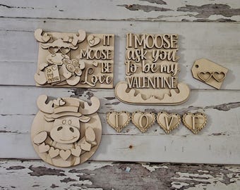 Valentijnsdag gelaagd dienbladdecor DIY blanco, houten knutselset