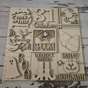 Halloween tiered tray decor bundle - Halloween tiered tray blanks - Fall decor blanks - Halloween DIY decor - Halloween wood blanks