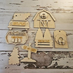 Christmas tiered tray decor diy blank, Tiered Tray Decor blank, Wood Craft Kit, Do It Yourself, DIY Craft Kit, 3D Decor, Christmas Decor DIY