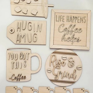 Coffee Tiered Tray Bundle DIY, Tiered Tray Decor blank, Wood Craft Kit, Do It Yourself, DIY Craft Kit, 3D Decor, Coffee Decor DIY