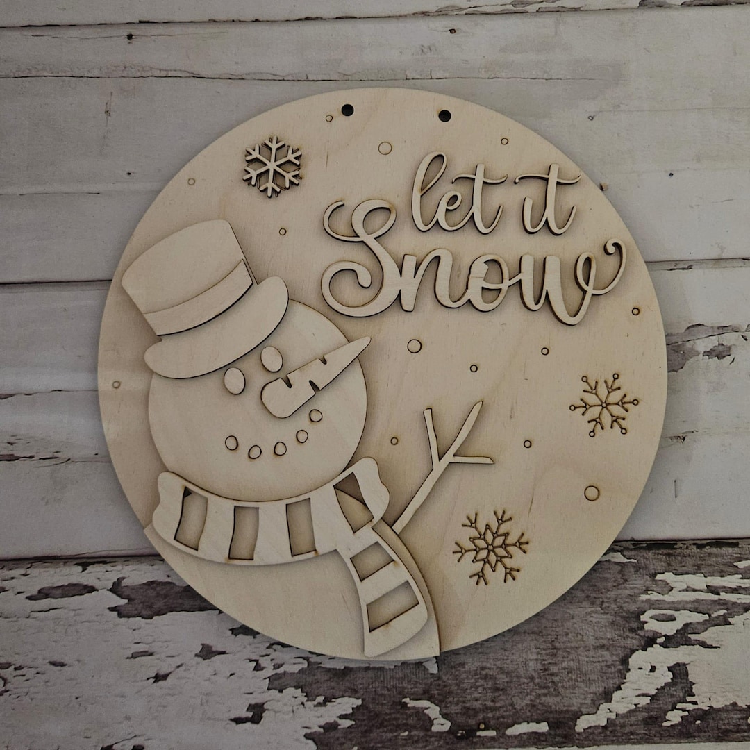 DIY Winter Snowman Door Hanger Kit | Unpainted Wood Craft - Etsy