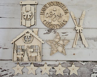 Christmas Tiered Tray Decor DIY Kit, 3D Wood Crafts