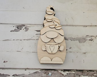 Coffee Gnome shelf sitter wood blank diy, Coffee tiered tray blank decor, Coffee bar decor, gnome DIY, Kitchen Shelf Sitter