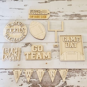 Football tiered tray decor, Unfinished wood blanks, DIY Autumn decor, DIY tiered tray decor, Make your own tiered tray decor