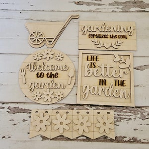 Gardening tiered tray wood blank - Summer wood blanks - Blank tiered tray decor - diy home decor - Summer home decor blanks