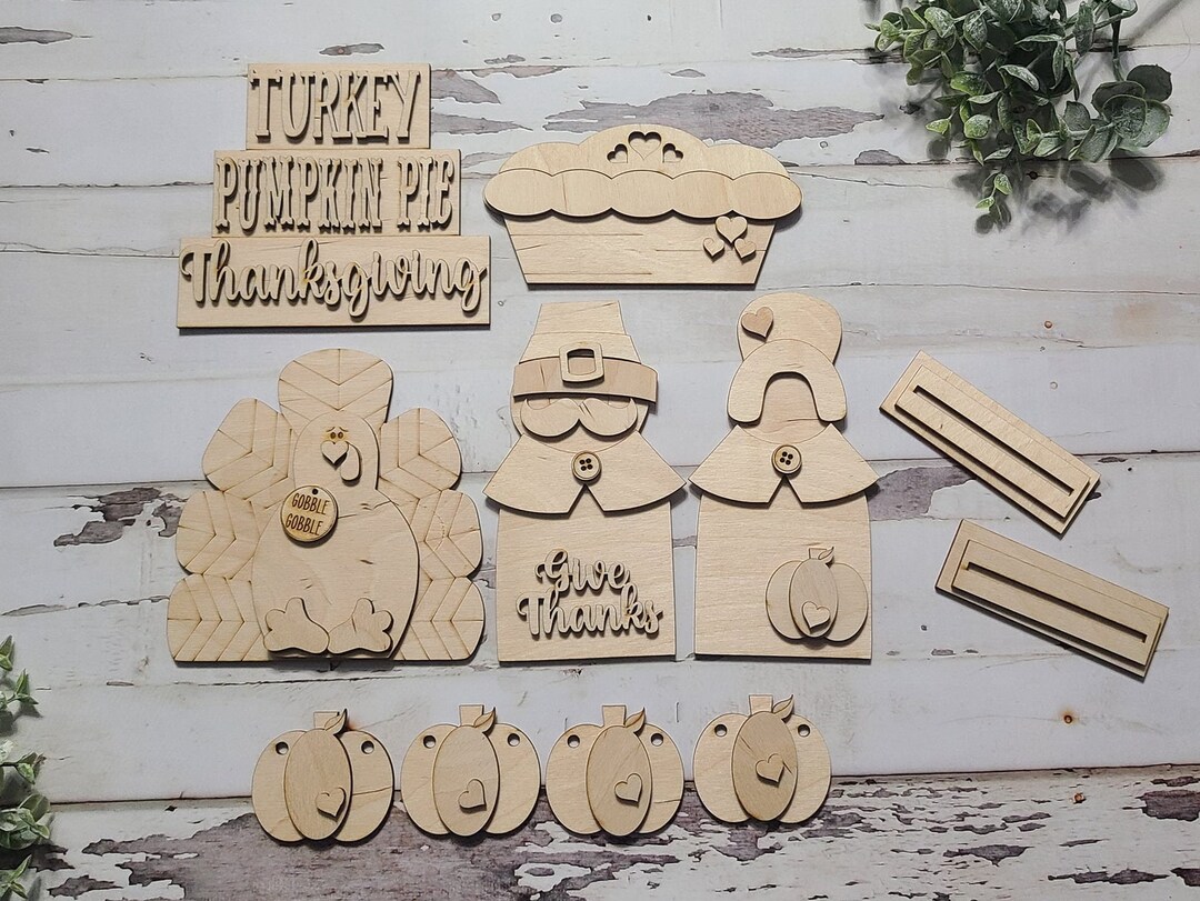 Unfinished Wood Thanksgiving Tiered Tray Decor DIY Kit - Etsy