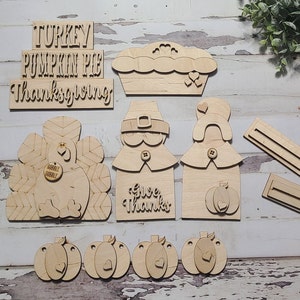 Thanksgiving tiered tray decor, Unfinished wood blanks, DIY Autumn decor, DIY tiered tray decor, Make your own tiered tray decor
