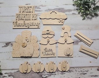 Thanksgiving tiered tray decor, Unfinished wood blanks, DIY Autumn decor, DIY tiered tray decor, Make your own tiered tray decor