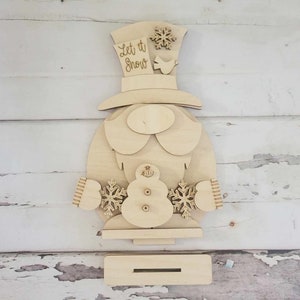 Winter Gnome shelf sitter wood blank diy, Snowman tiered tray blank decor, Winter decor, Christmas gnome DIY, Winter Shelf Sitter, Snowman
